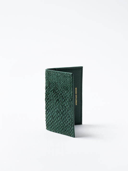 Card Holder / Wallet プレミアムサーモンレザーカードホルダー / ウォレット Green