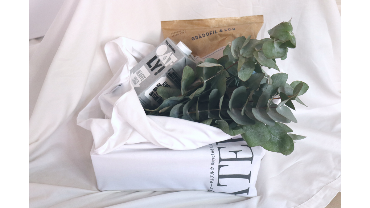[3-piece set] Sustainable Shoulder Eco Bag, 100% recycled textile, white, Återbruk 