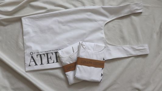 [3-piece set] Sustainable Shoulder Eco Bag, 100% recycled textile, white, Återbruk 